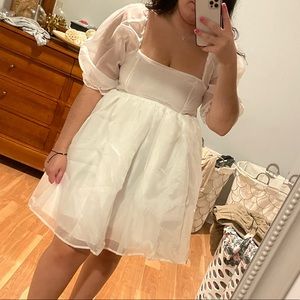 White/Ivory Puff Dress - Large